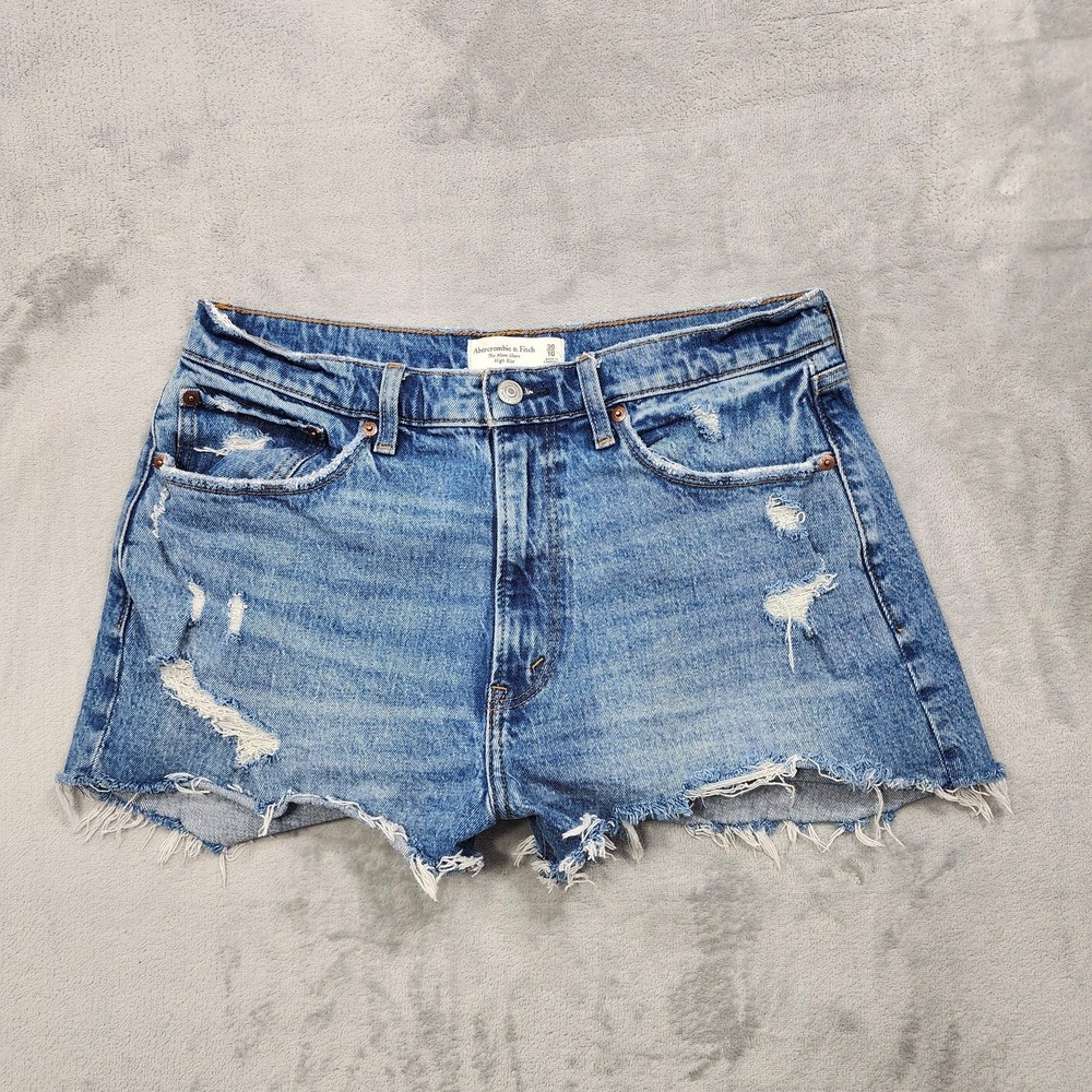 Abercrombie & Fitch Shorts Womens 10 High Rise Mom Curve Love Distressed Denim‎